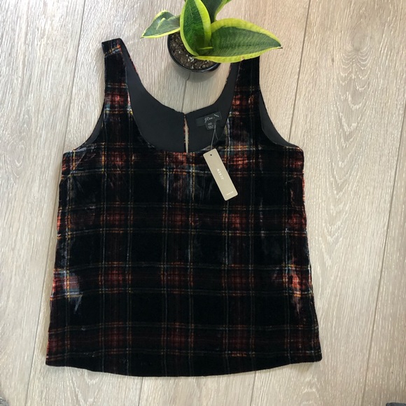 J. Crew Tops - J.CREW tartan plaid velvet tank